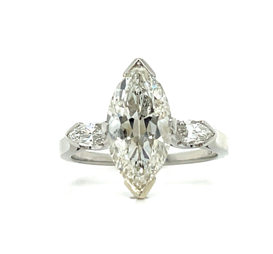 2.54ct Marquise Diamond .20ct SD Platinum Vintage Ring (Circa 1950s)