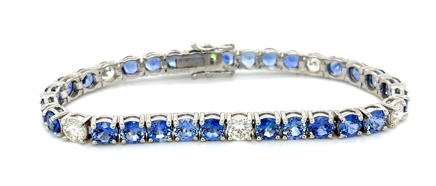 15.80ct GIA Certified Sapphires 2.53ct Diamonds 14KW Bracelet