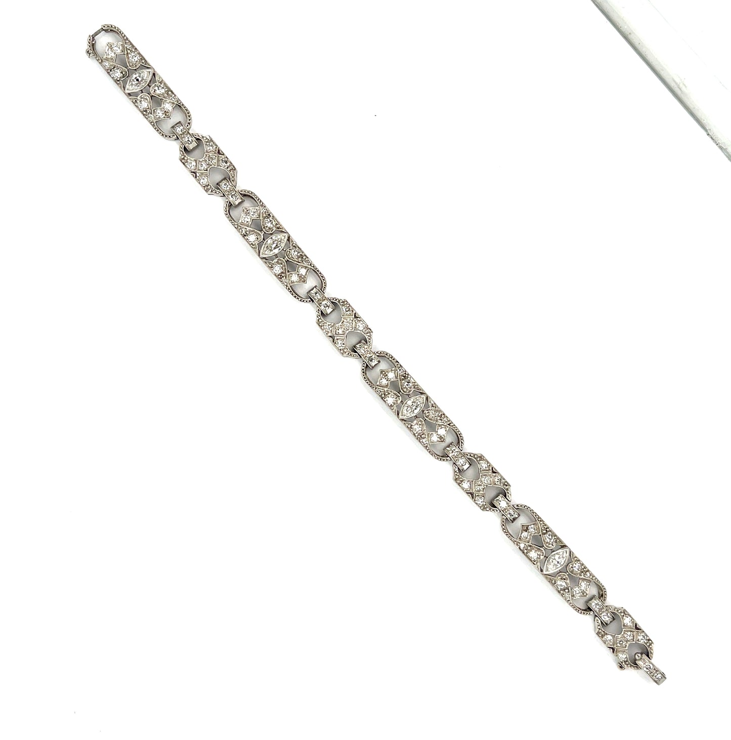 Art Deco (Circa 1930s) 1.20ct Marquise Diamonds 3ct SD Platinum Vintage Bracelet