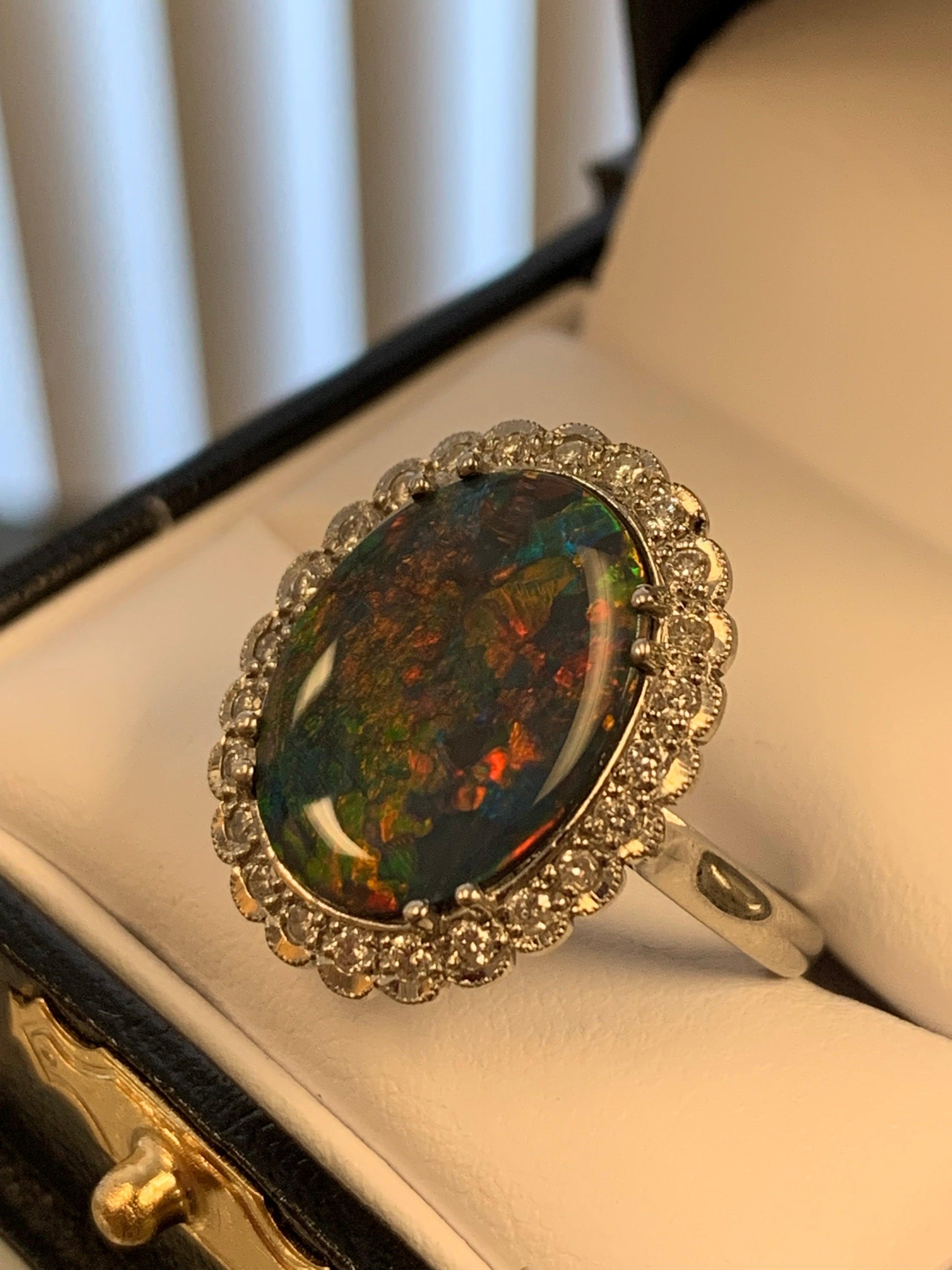 Black Australian Lightning Ridge Opal 4.68ct Ring