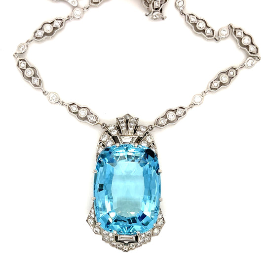 51ct Aquamarine and Diamond Pendant