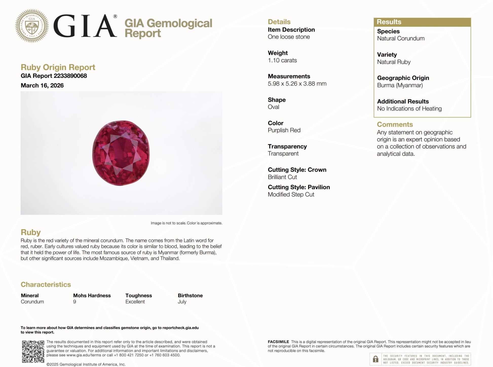 1.10ct Burma No Heat Ruby Platinum Halo Ring .44ct Diamond 5.20g 6.50 Size