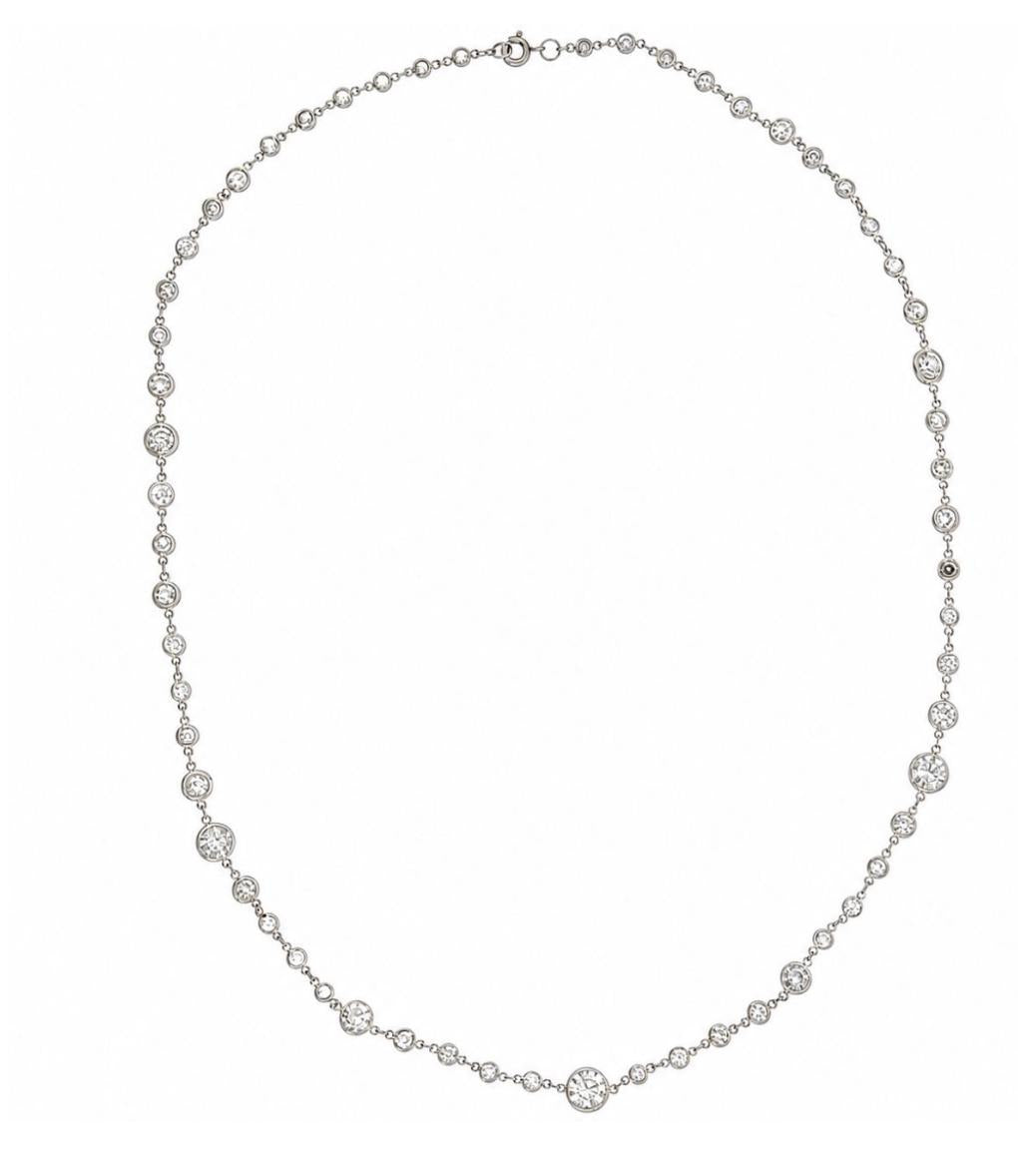 Art Deco Platinum 12.50ct Old European Diamond (G-I Color, VS1-SI2) Necklace
