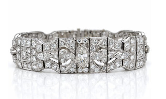 Art Deco Platinum 12.20ct Euro Dia Bracelet (Antique 1920s) 54.2g