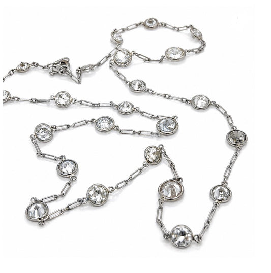 Platinum By the Yard Necklace 13.50ct Euro Diamond G-I SI2-I2  7.5g 20"