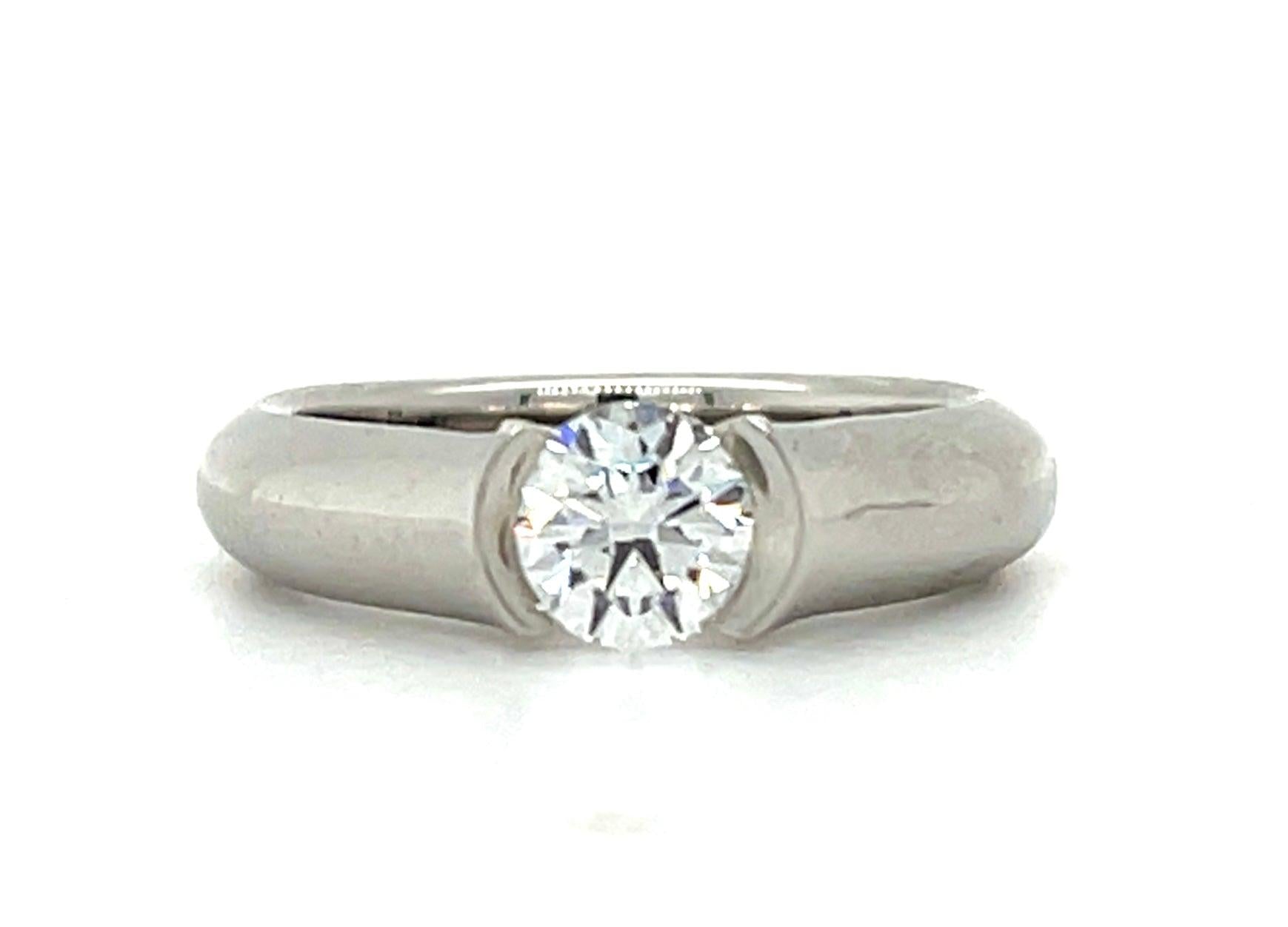 Cartier .59ct Diamond Platinum Estate Ring with Original Box