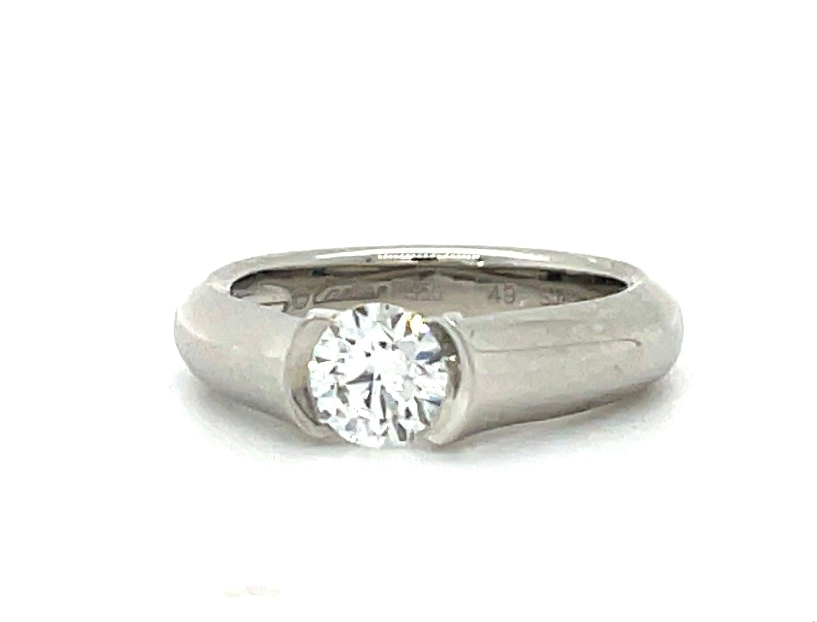 Cartier .59ct Diamond Platinum Estate Ring with Original Box