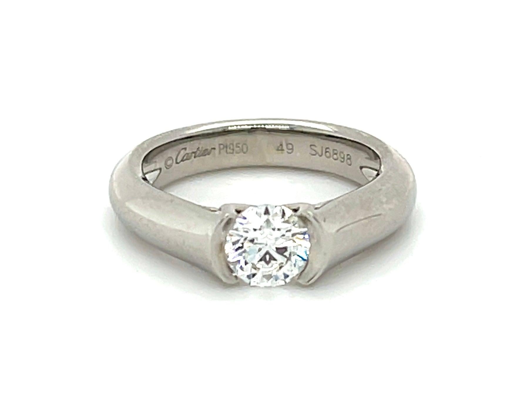 Cartier .59ct Diamond Platinum Estate Ring with Original Box