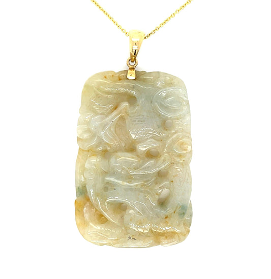 Vintage 14KY Pendant (Circa 1960s) | Carved Jade 150ct