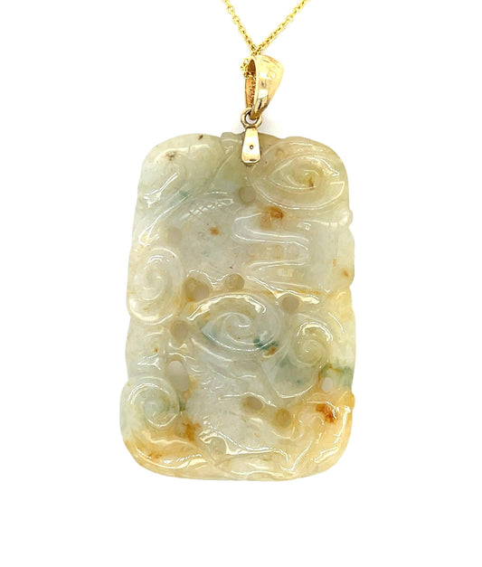 Vintage 14KY Pendant (Circa 1960s) | Carved Jade 150ct