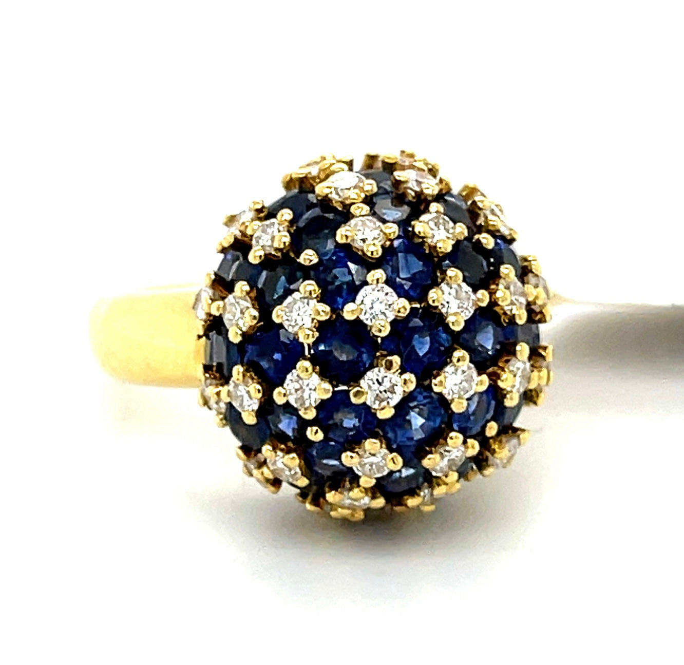 5.61ct Sapphire Sphere Ring 18KY Estate .93ct Diamonds