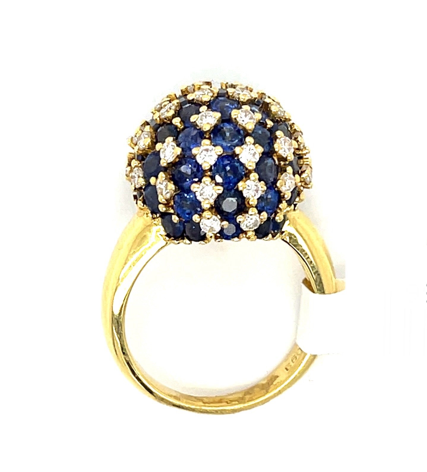 5.61ct Sapphire Sphere Ring 18KY Estate .93ct Diamonds
