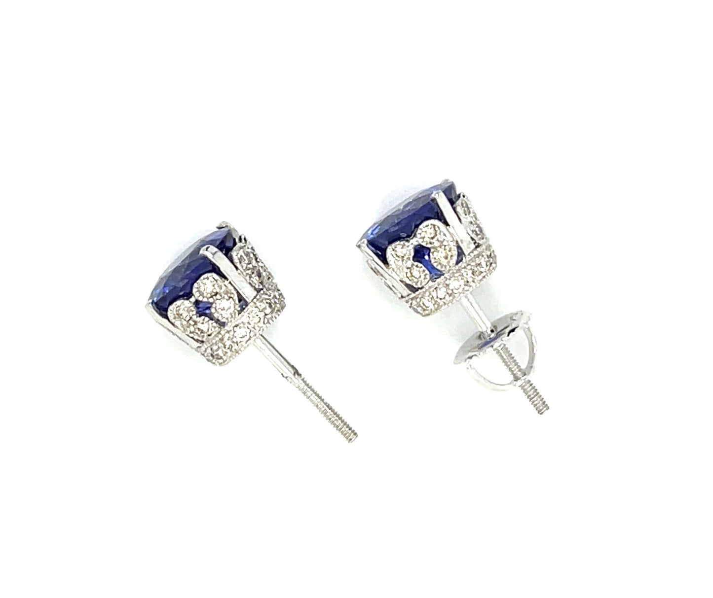 4.27ct Tanzanite .30ct Diamond 18KW Stud Earrings