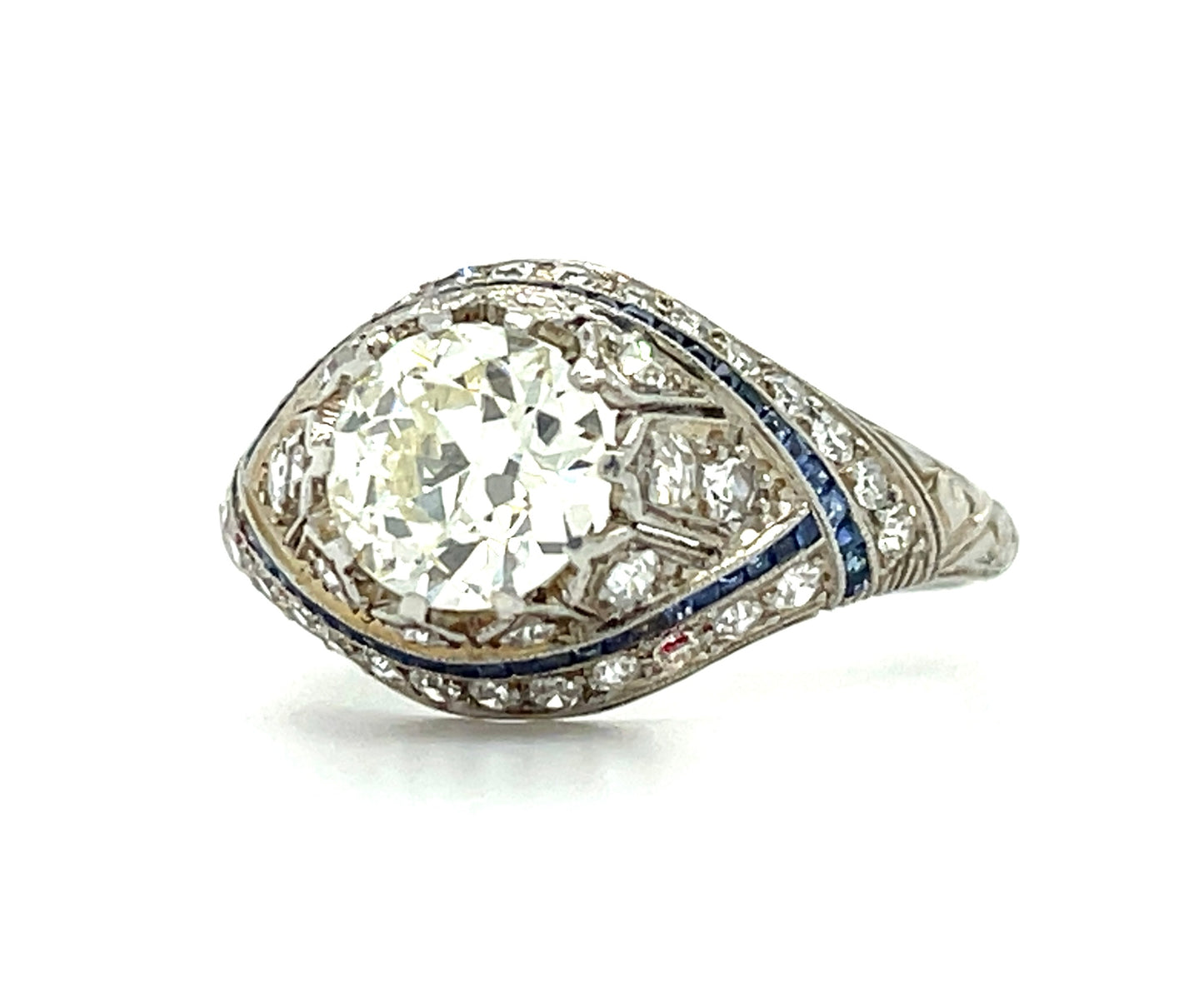 Art Deco (Circa 1920s) 1.25ct Old European Cut Diamond .64ct SD Platinum Antique Ring