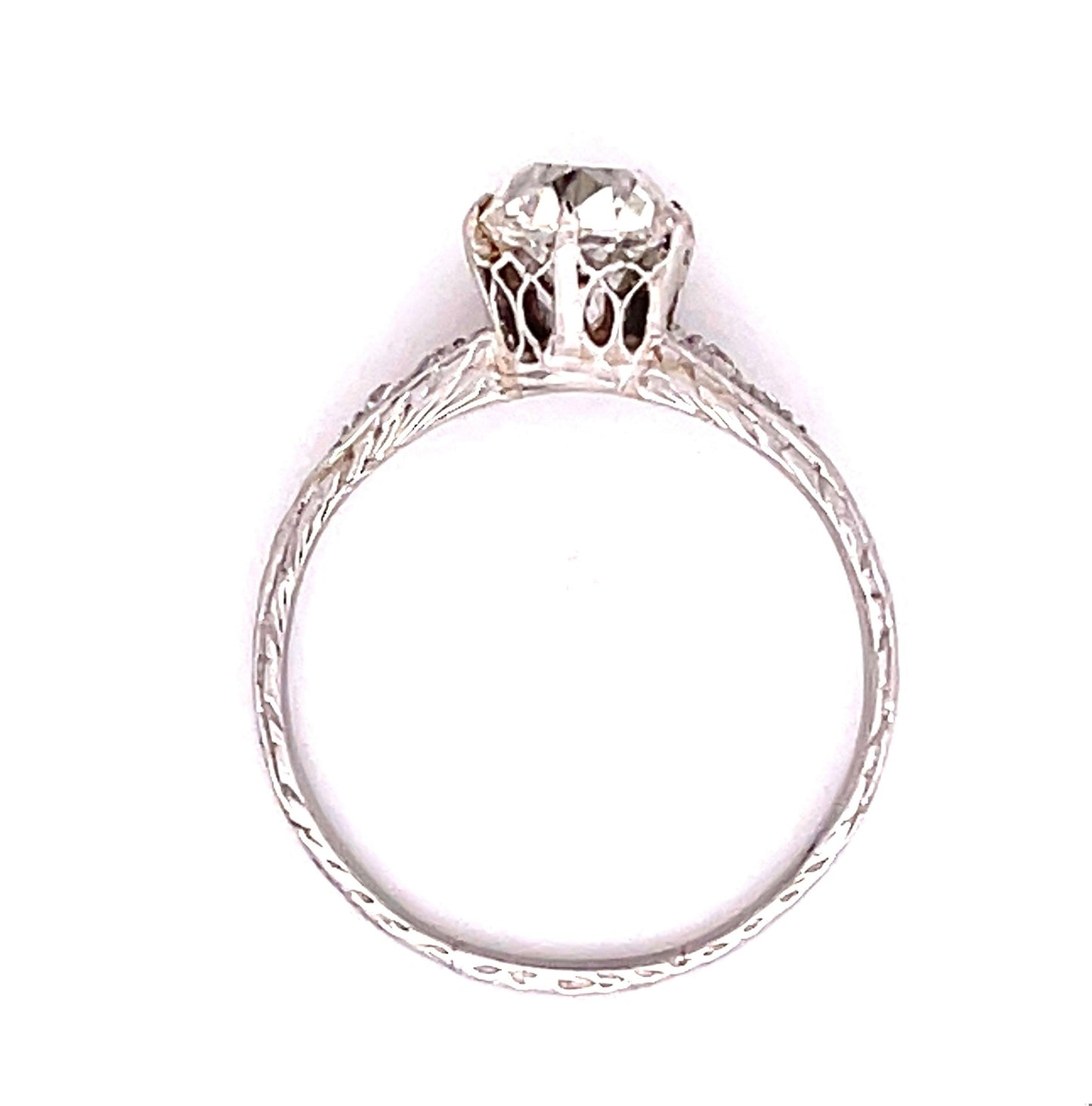 Art Deco PT Ring (Circa 1920s)  GIA D VS2 Old Mine Cut Diamond 1.53ct | SD .06ct