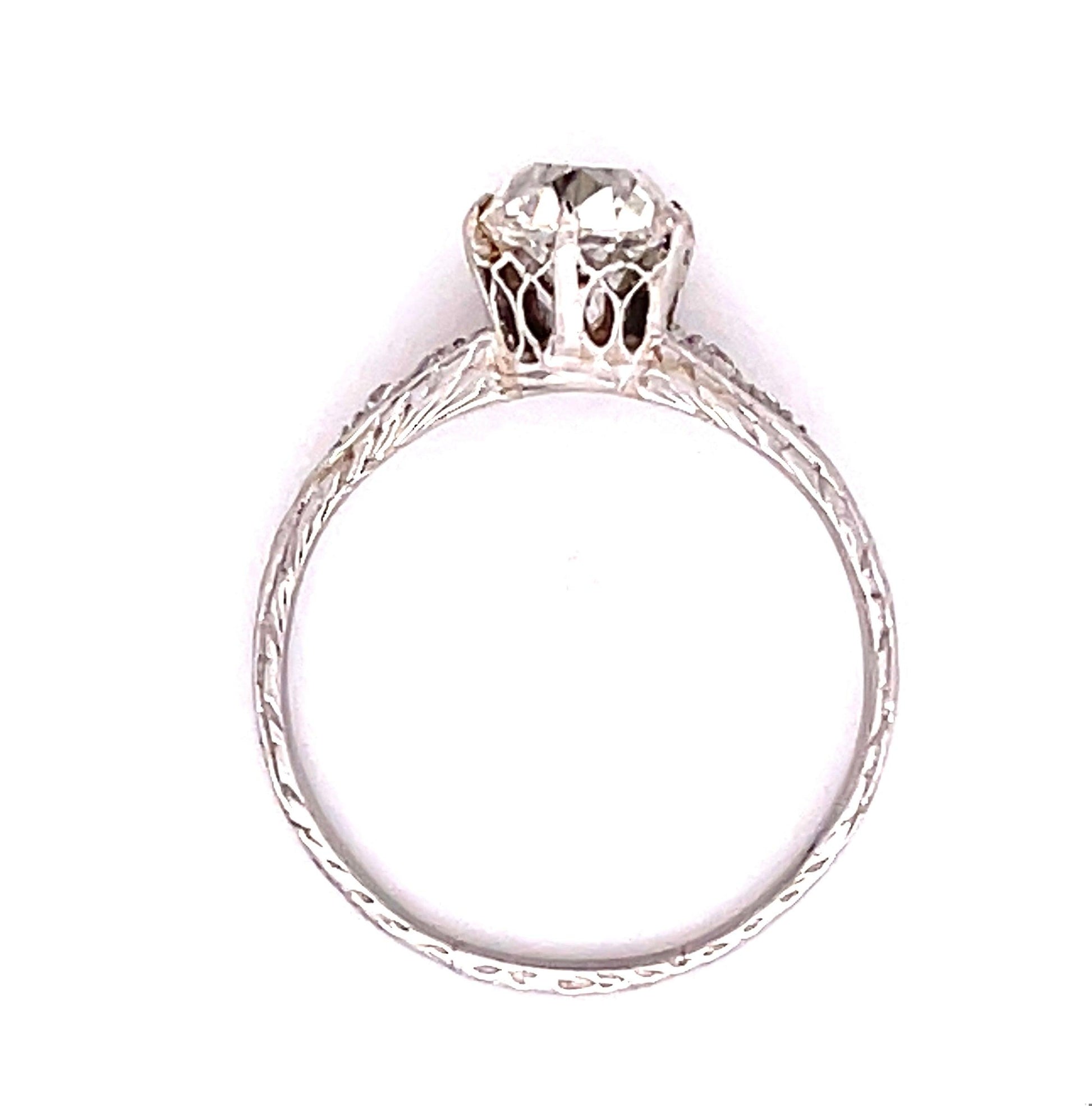 Art Deco PT Ring (Circa 1920s)  GIA D VS2 Old Mine Cut Diamond 1.53ct | SD .06ct