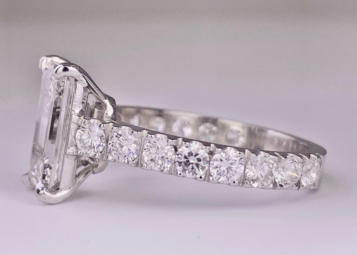 GIA I Color VS1 Clarity Emerald-cut Diamond 2.16 carats PT Ring 1.24ct SD