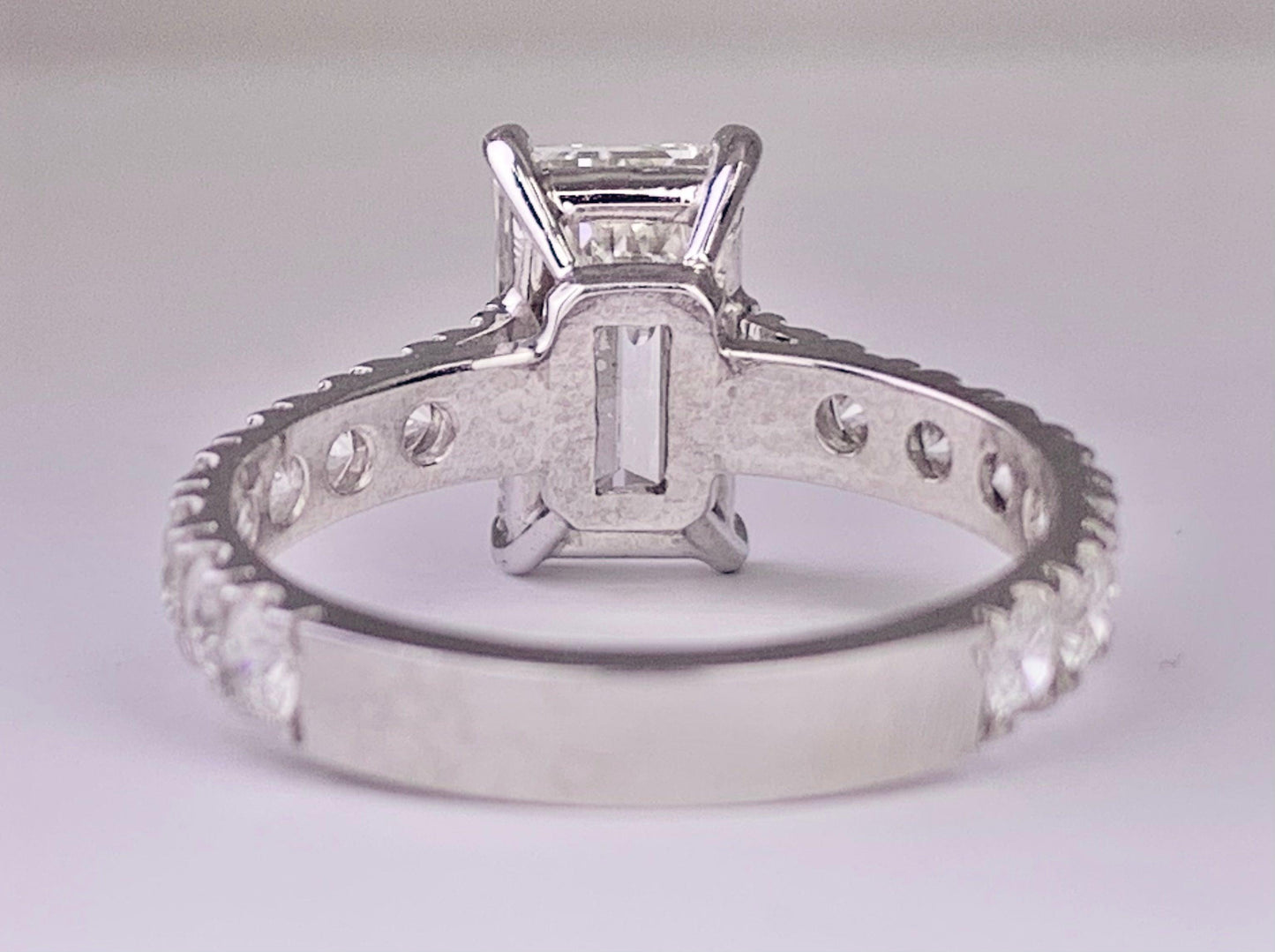 GIA I Color VS1 Clarity Emerald-cut Diamond 2.16 carats PT Ring 1.24ct SD