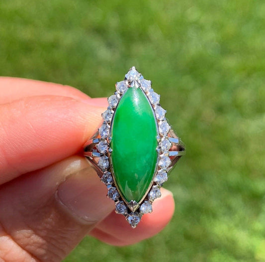 PT GIA A Jade 6ct Dia .58ct 1960s Vintage Estate Ring