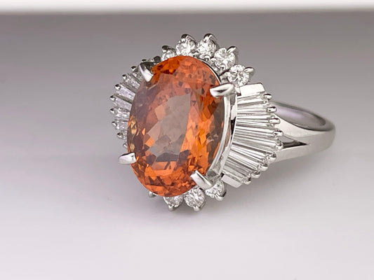 GIA Imperial Topaz 6.02ct and Diamond Ring