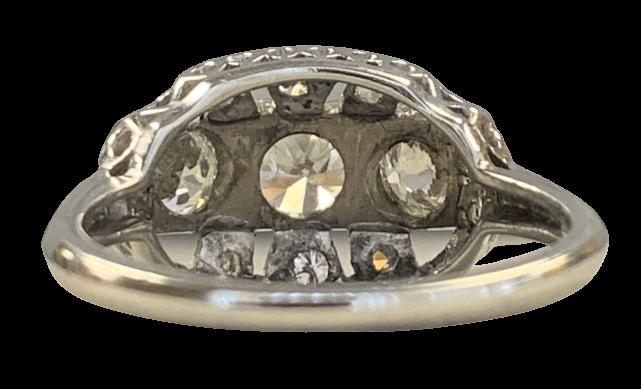 Retro 1940s Ring 14KW GIA H VVS2 Clarity CD .46ct  2nd Dia .31ct / 3rd Dia .33ct