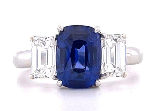 GIA Sapphire 2.42ct and GIA F VVS1 Diamond Ring