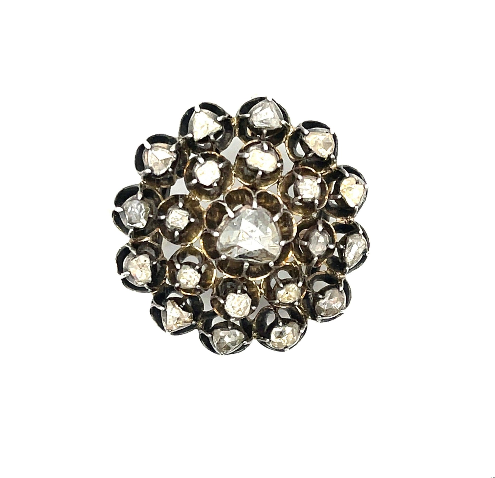 Georgian (Circa 1830s) .40ct Heart Dia 1.20ct SD Silver Pendant/Brooch
