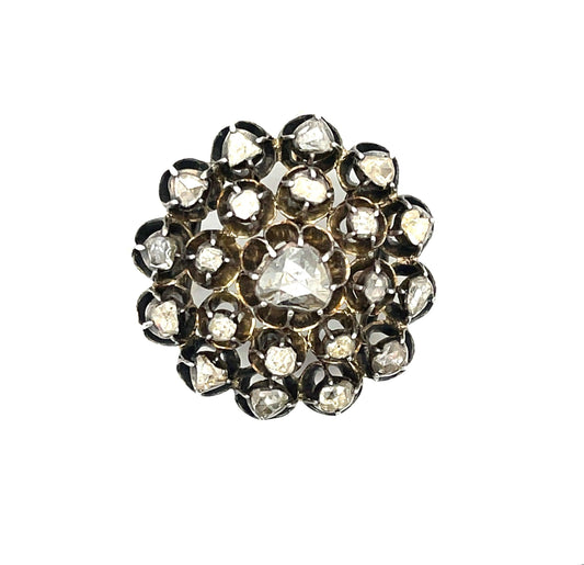 Georgian (Circa 1830s) .40ct Heart Dia 1.20ct SD Silver Pendant/Brooch