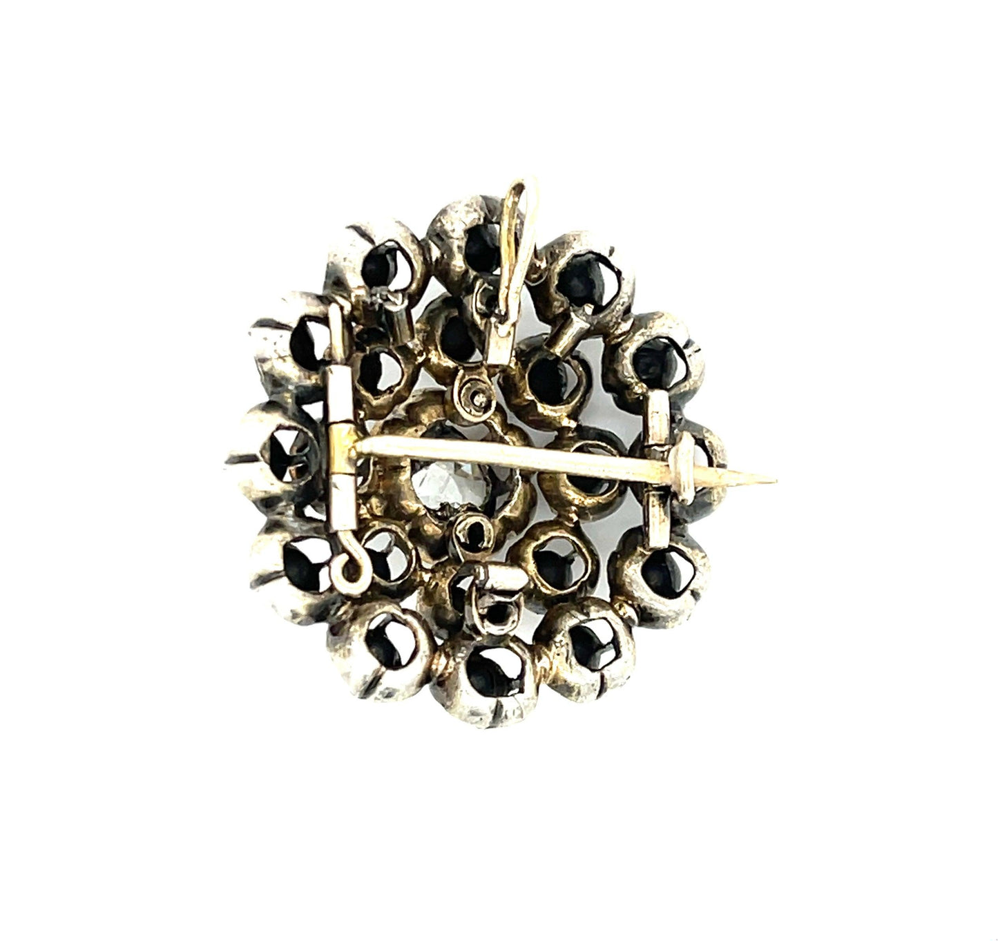 Georgian (Circa 1830s) .40ct Heart Dia 1.20ct SD Silver Pendant/Brooch