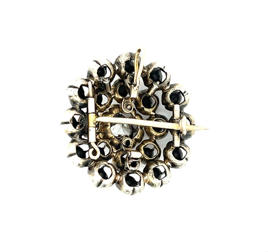 Georgian (Circa 1830s) .40ct Heart Dia 1.20ct SD Silver Pendant/Brooch