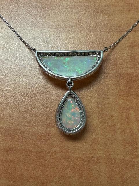9.25ct Australian Opal .85ct Diamond platinum Pendant