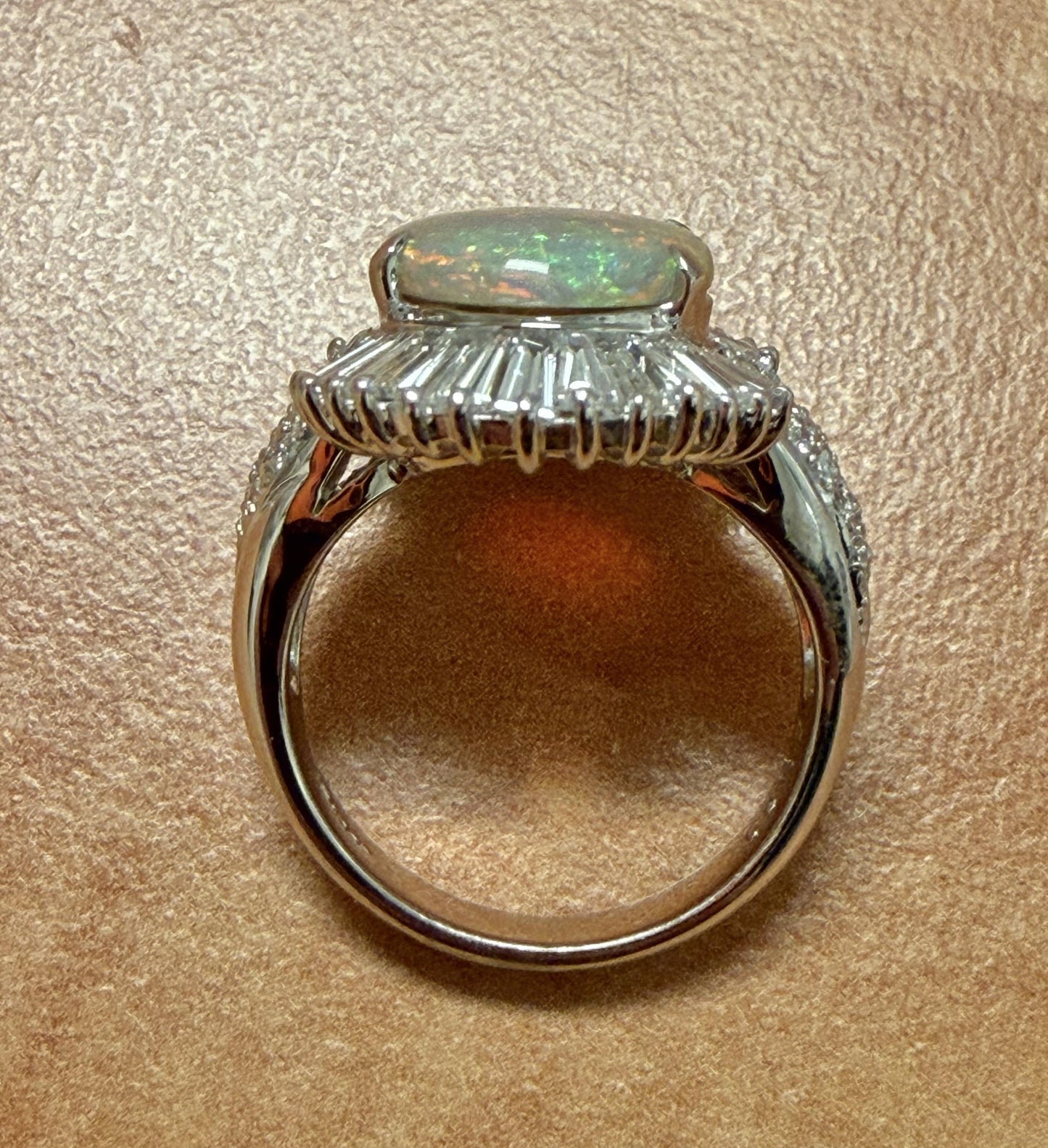 2.90ct Australian Fire Opal 1.30ct Diamond PT Ring