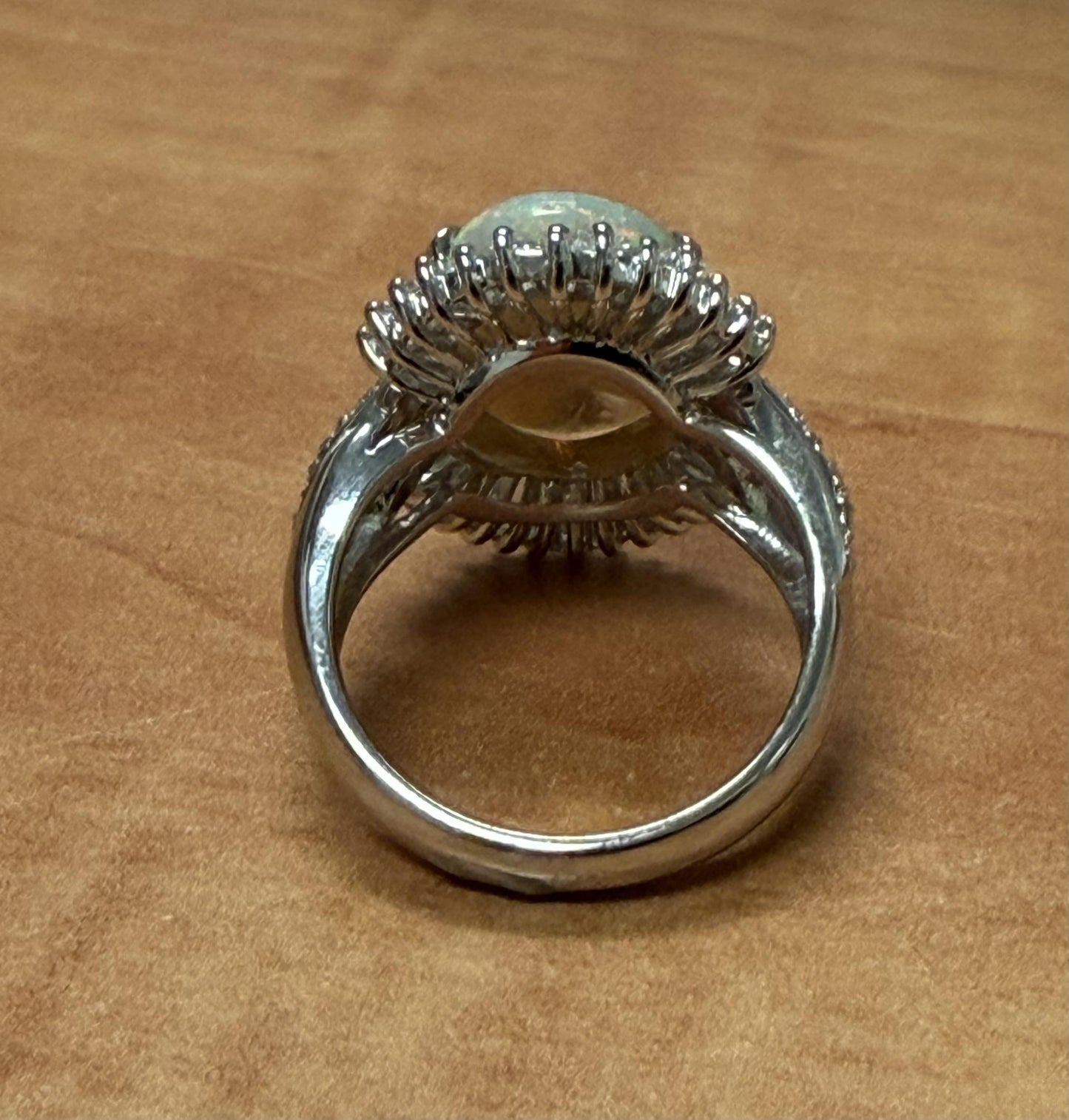 2.90ct Australian Fire Opal 1.30ct Diamond PT Ring