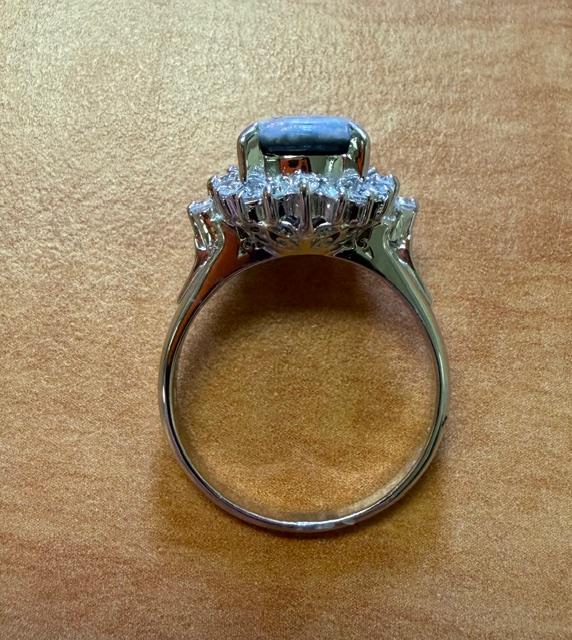 1.74ct Australian Black Opal .43ct Diamond PT Ring