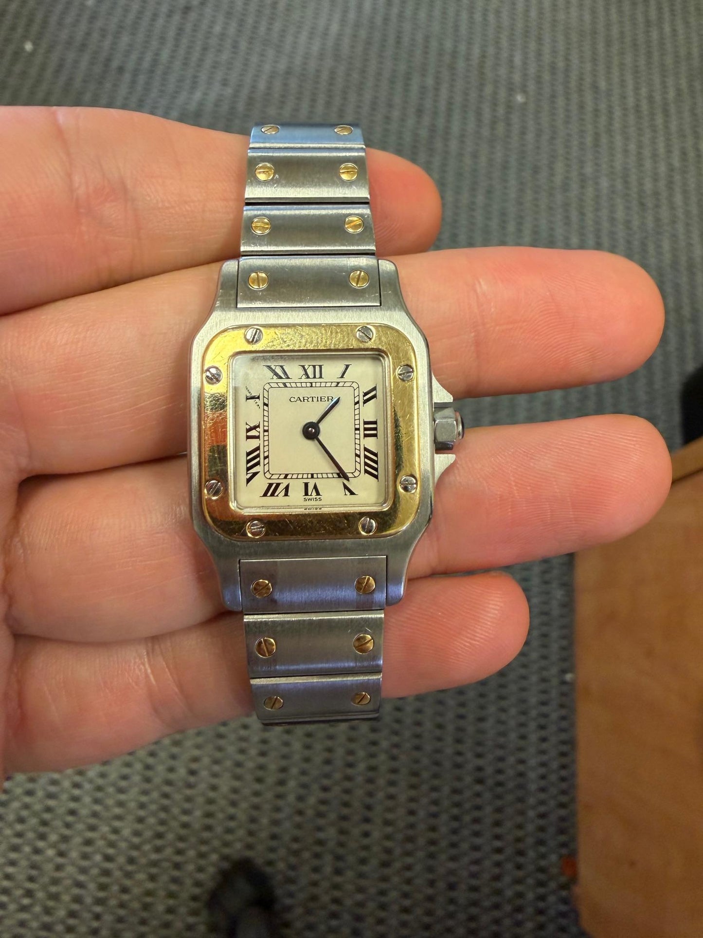 Cartier Santos Galbe SS/18KY Lady's Watch (Estate 1990s)