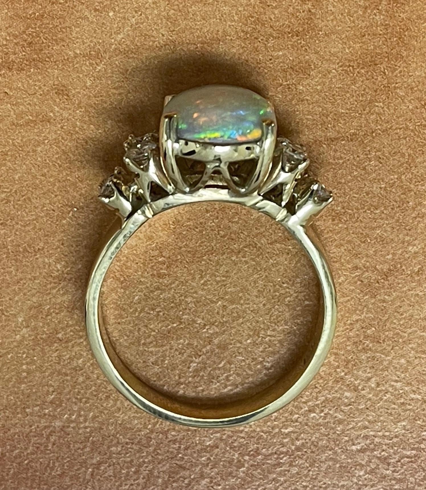 1.90ct Australian Opal .50ct 14KY Ring 5.98g 6.50 Size