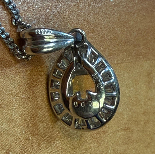 .31ct Mexican Jelly Opal .61ct Diamond PT Pendant