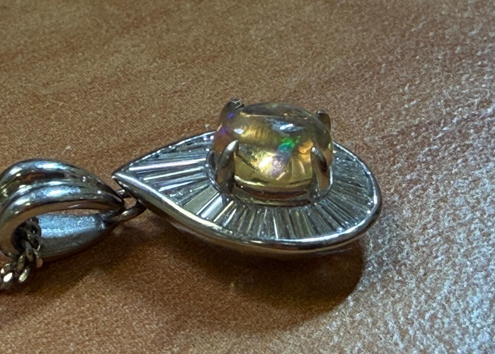 .31ct Mexican Jelly Opal .61ct Diamond PT Pendant