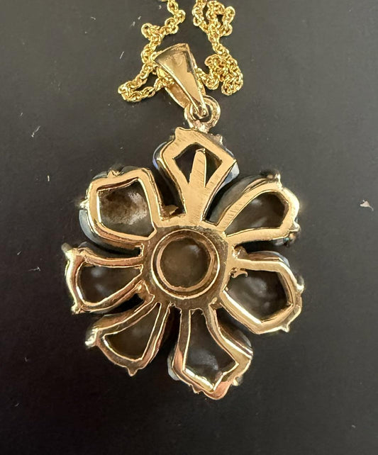8ct Black Australian opal 14KY Gold Pendant (Vintage 1960s) 14KY Chain 7 6.4g