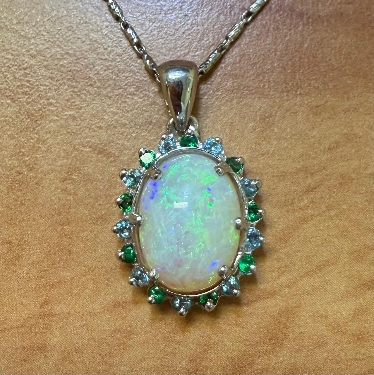 6ct Australian Opal 14KW Pendant