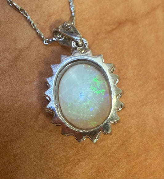 6ct Australian Opal 14KW Pendant