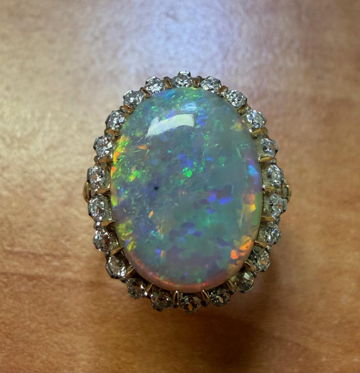 4.88ct Australian Opal Platinum Handmade Ring
