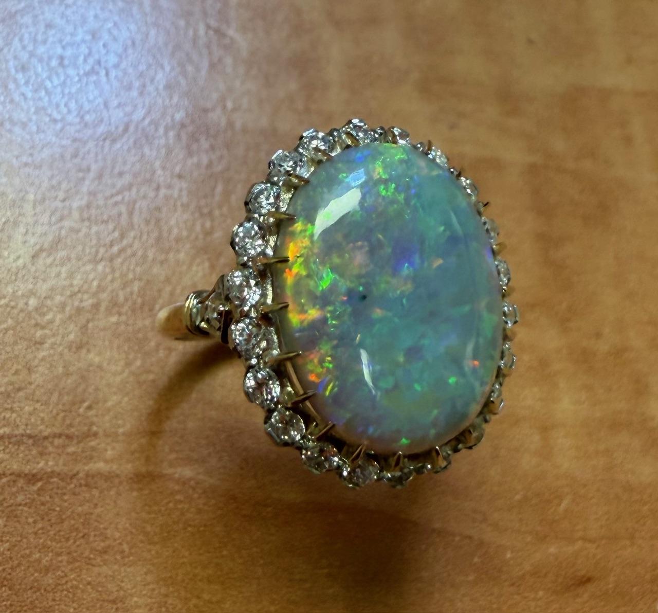 4.88ct Australian Opal Platinum Handmade Ring