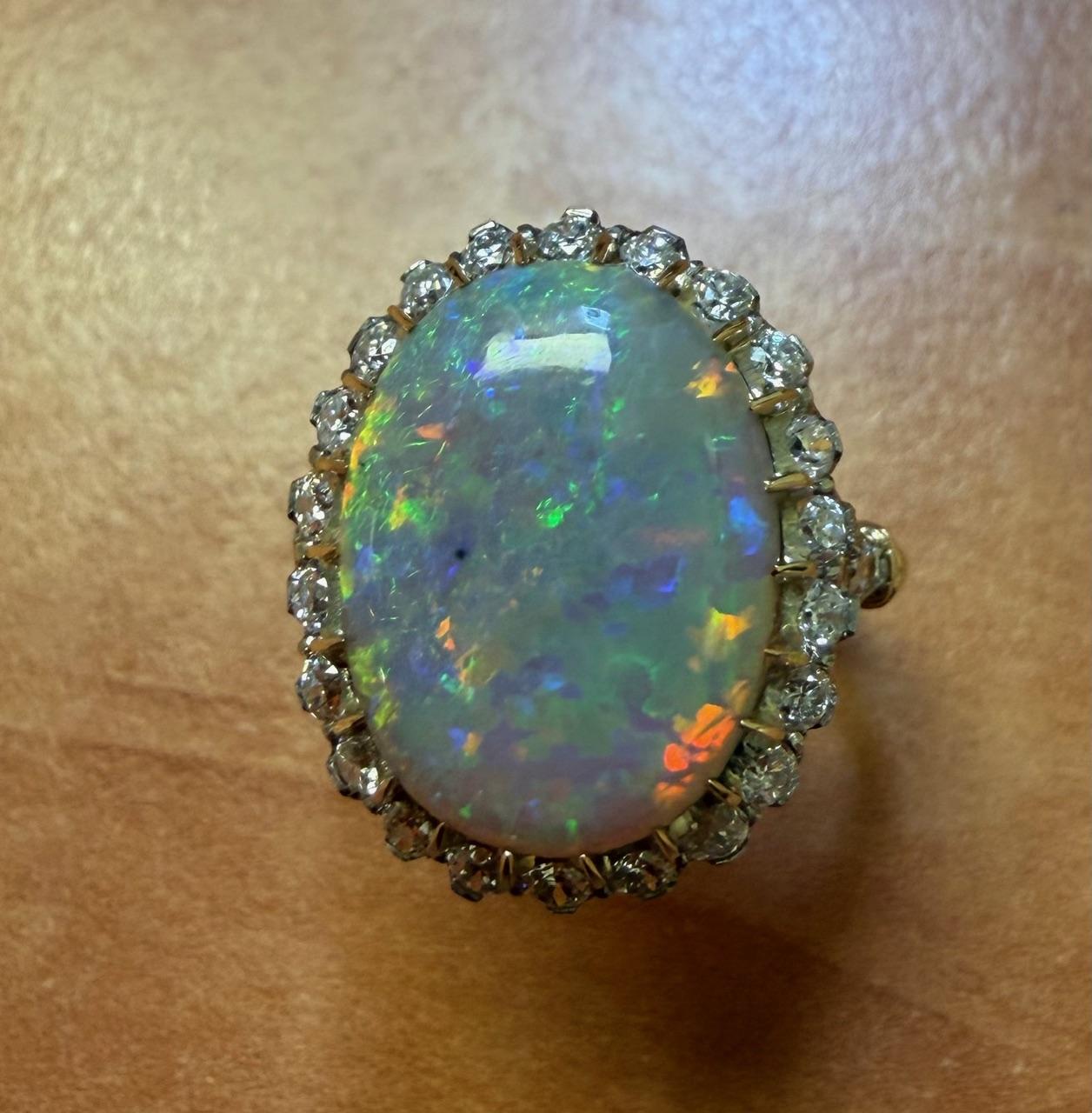 4.88ct Australian Opal Platinum Handmade Ring
