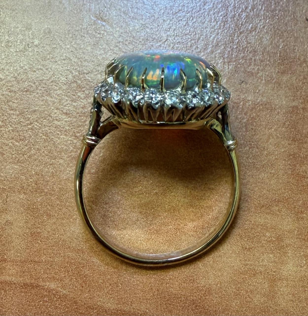 4.88ct Australian Opal Platinum Handmade Ring