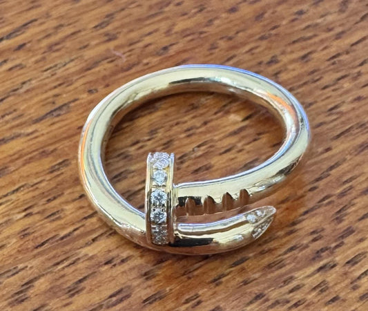 Original Cartier .32ct Diamond 18KY Nail Ring