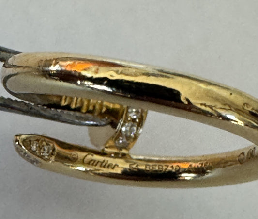 Original Cartier .32ct Diamond 18KY Nail Ring