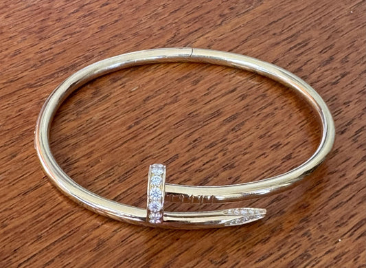 Original Cartier 1ct Diamond 18KY Nail Bracelet