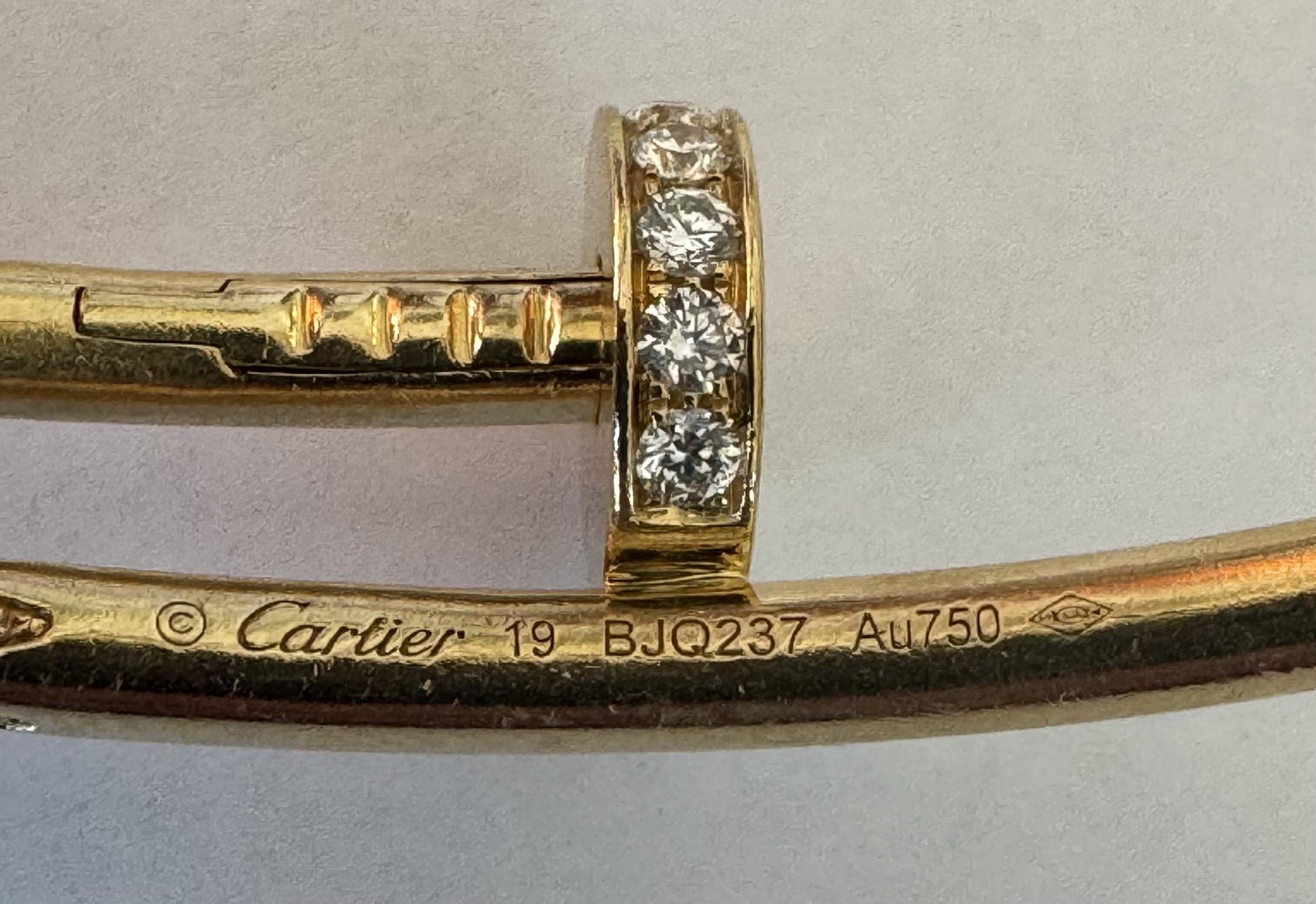 Original Cartier 1ct Diamond 18KY Nail Bracelet