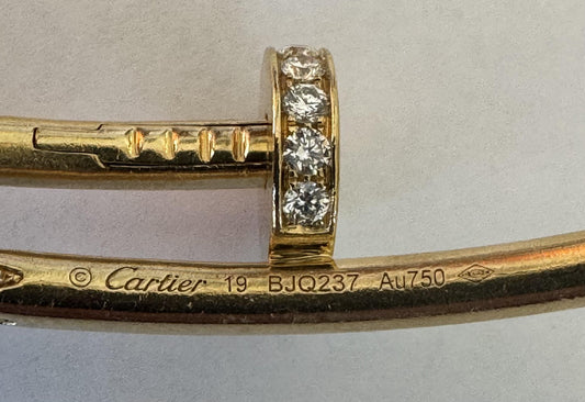Original Cartier 1ct Diamond 18KY Nail Bracelet